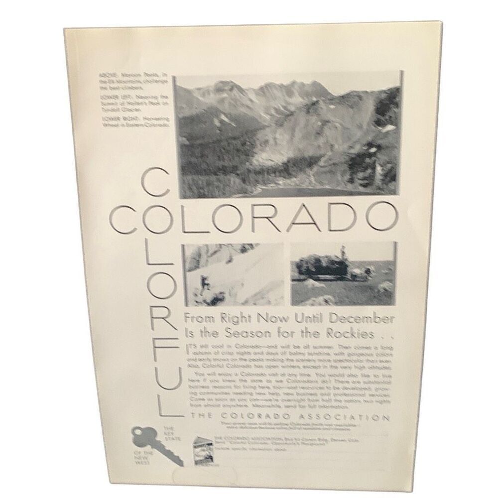 Vintage 1930 Colorado Association Colorful Ad Advertisement